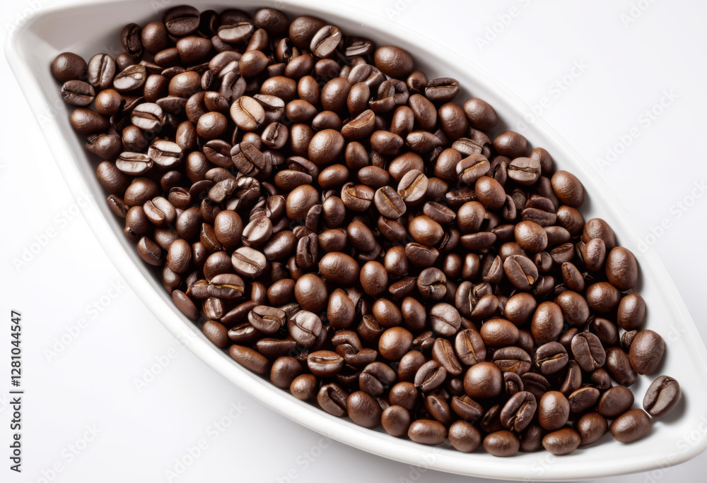 Fototapeta premium Angular view of roasted coffee beans in container