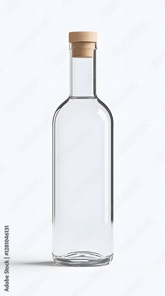Glass clear bottle of water mock up, packaging template, isolated on white background Glass clear bottle of water mock up, packaging template, isolated on white background