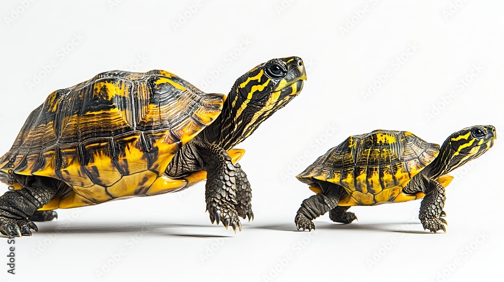 Obraz premium Ultra Realistic Full Body Photograph of Mother Baby Tortoise Together