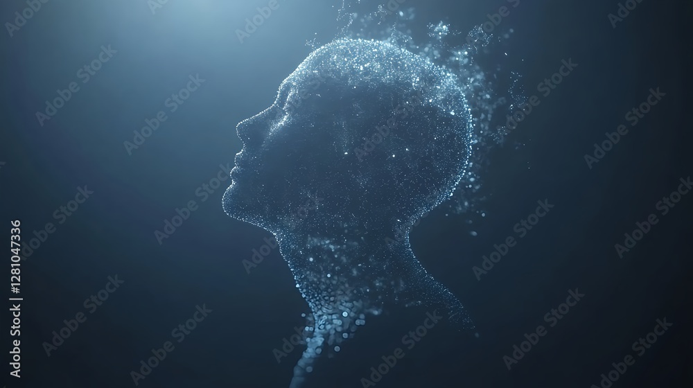 Obraz premium Digital Concept of Machine Learning and Human Intelligence Silhouette