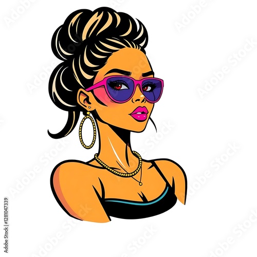 Dynamic Hip Hop Girl Illustration for Trendy T-Shirt Design