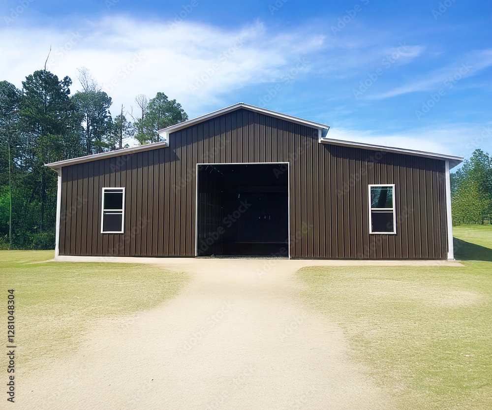 Obraz premium 3d illustration of new metal building.