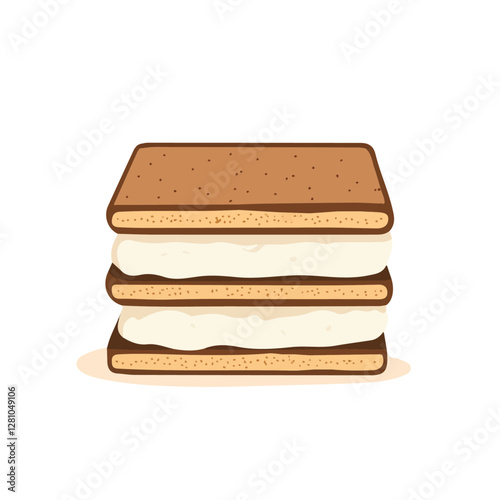 Flat vector churro ice cream sandwich, minimalist design, isolated on a white background.

