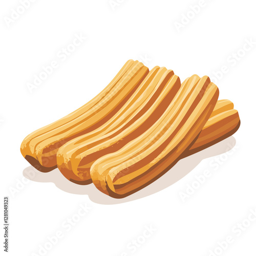 Flat vector churros, minimalist design, isolated on a white background.

