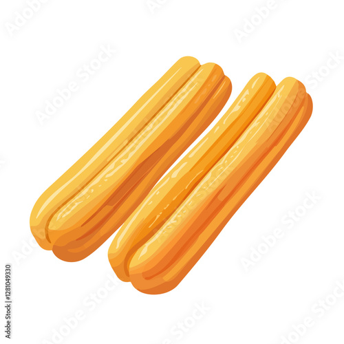 Flat vector churros, minimalist design, isolated on a white background.

