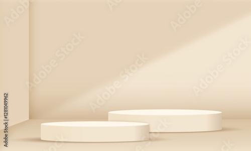 abstract modern beige cream display podium stage with ring round copy space for you design [Converted]