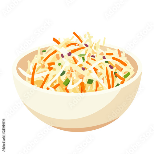 Flat vector coleslaw, minimalist design, isolated on a white background.

