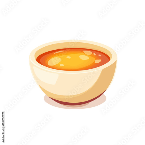 Flat vector crème brûlée, minimalist design, isolated on a white background.

