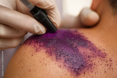 Close-up Of A Doctor Checking Pigment Skin On Man's Back, Generative AI