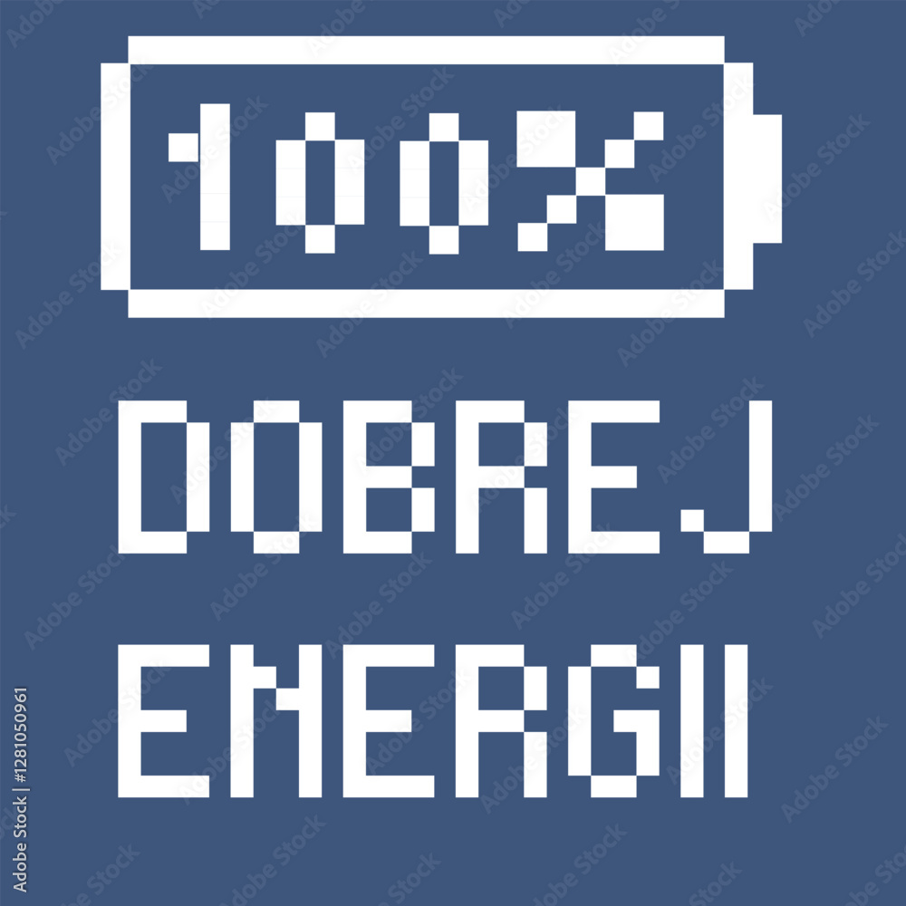 Pixelated 100% Battery Icon with Pixelated 100% Battery Icon with