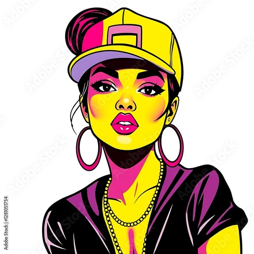 Dynamic Hip Hop Girl Illustration for Trendy T-Shirt Design