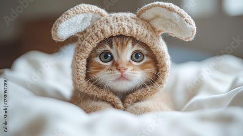  kitten wearing bunny ears costume