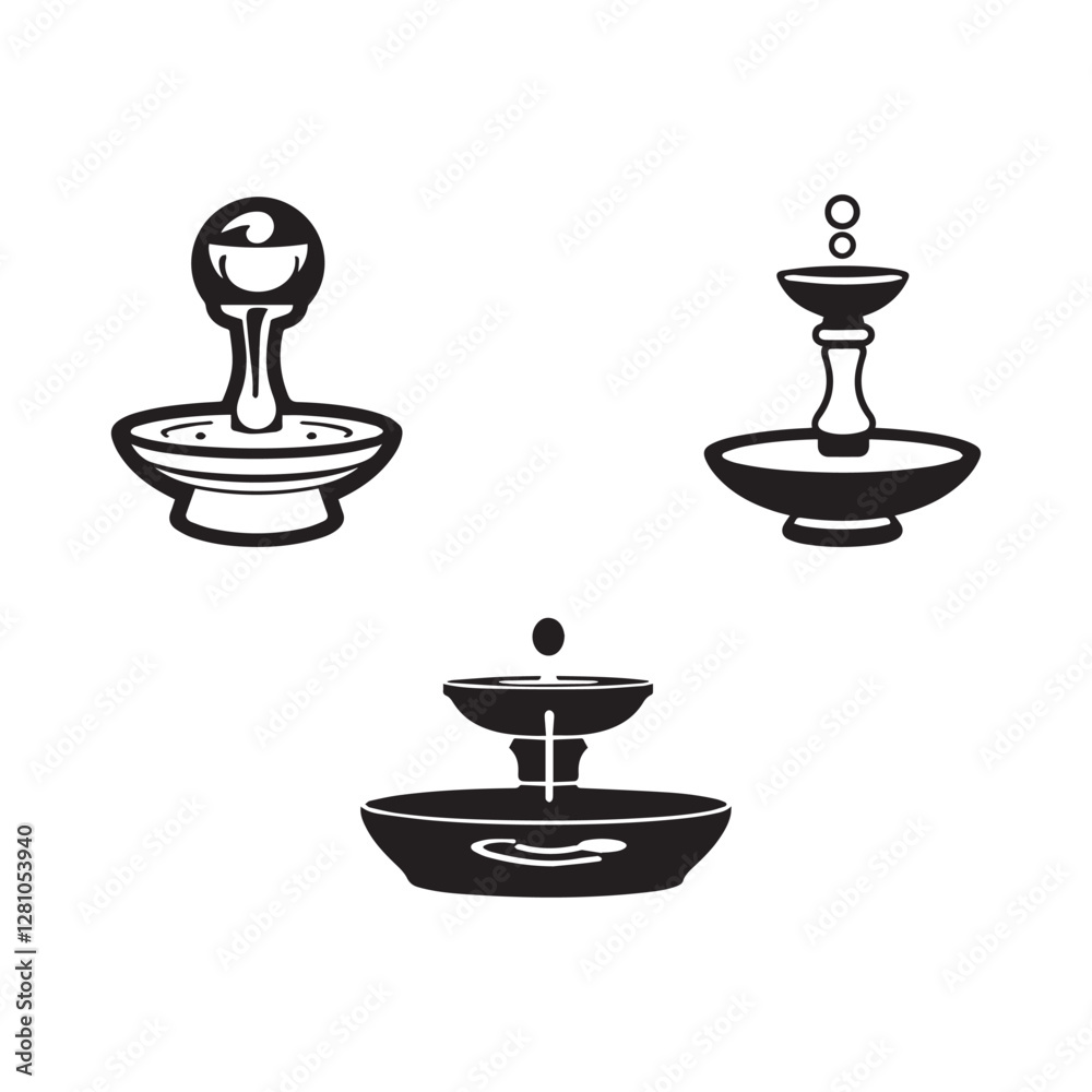 Three Stylish Black and White Fountain Designs Three Stylish Black and White Fountain Designs