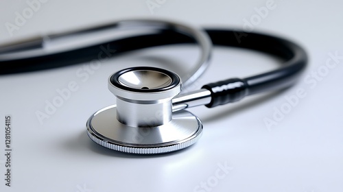 A high-quality shot of a stethoscope placed neatly on a white background, showcasing its polished finish and detailed craftsmanship