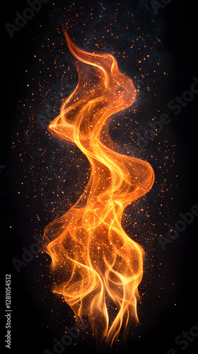 Bonfire Fire flames isolated on black background