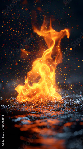 Bonfire Fire flames isolated on black background