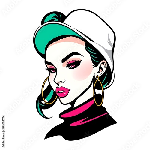 Dynamic Hip Hop Girl Illustration for Trendy T-Shirt Design
