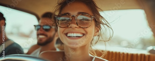 Smiling People Sitting In Car, Generative AI