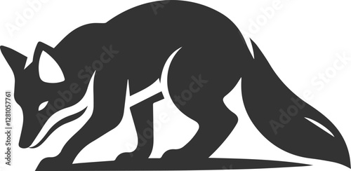 A fox crouching low, stalking something animal vector silhouette