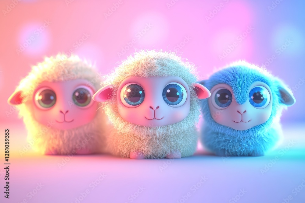 Obraz premium Three-dimensional characters of fantastic animals were created using Stock