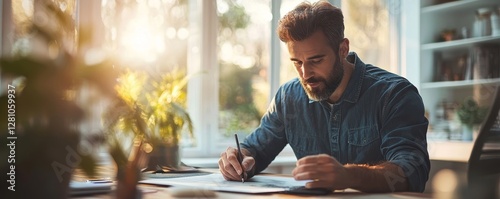 Male Designer Using Digital Graphic Tablet, Generative AI