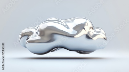 A Silver Metallic Cloud Shaped Abstract Form