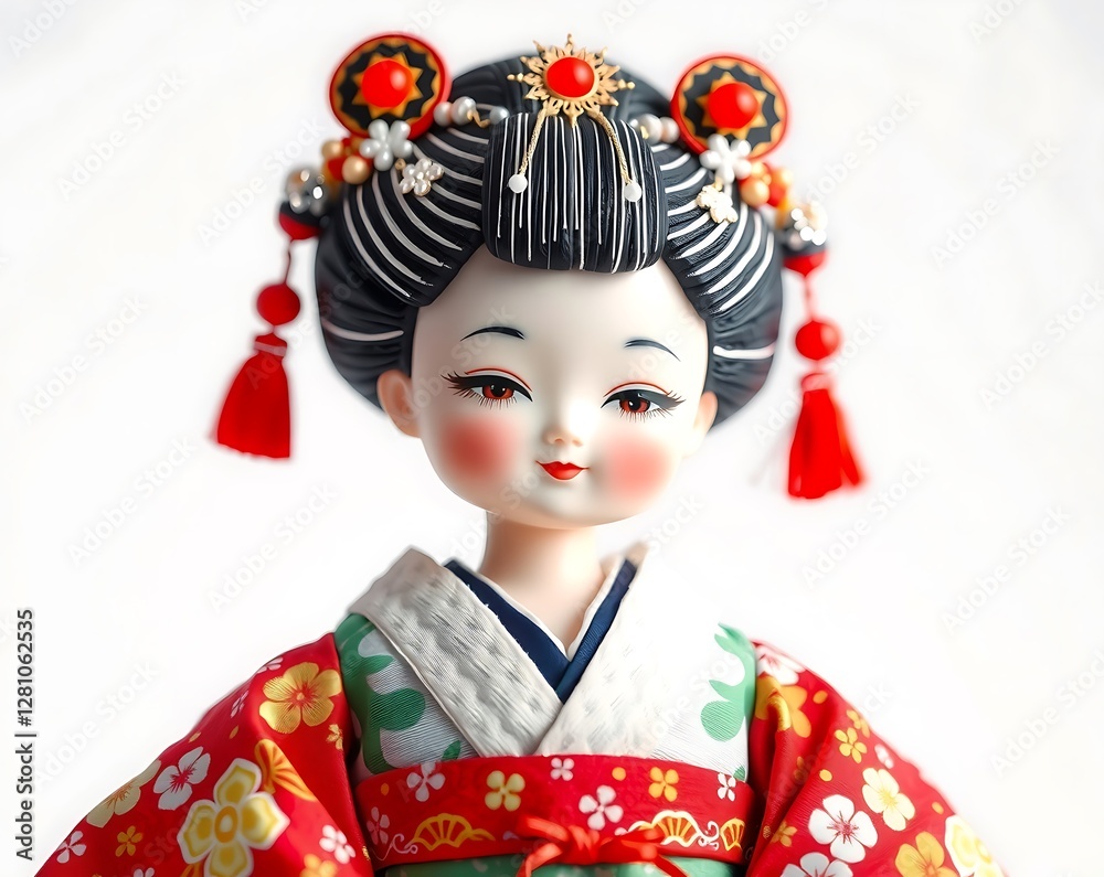 Traditional Japanese Geisha Doll with Parasol Traditional Japanese Geisha Doll with Parasol