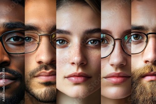 Diverse People Face Collage, Generative AI