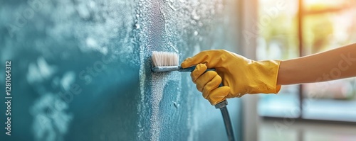 Housekeeper Cleaning Modl From Wall, Generative AI