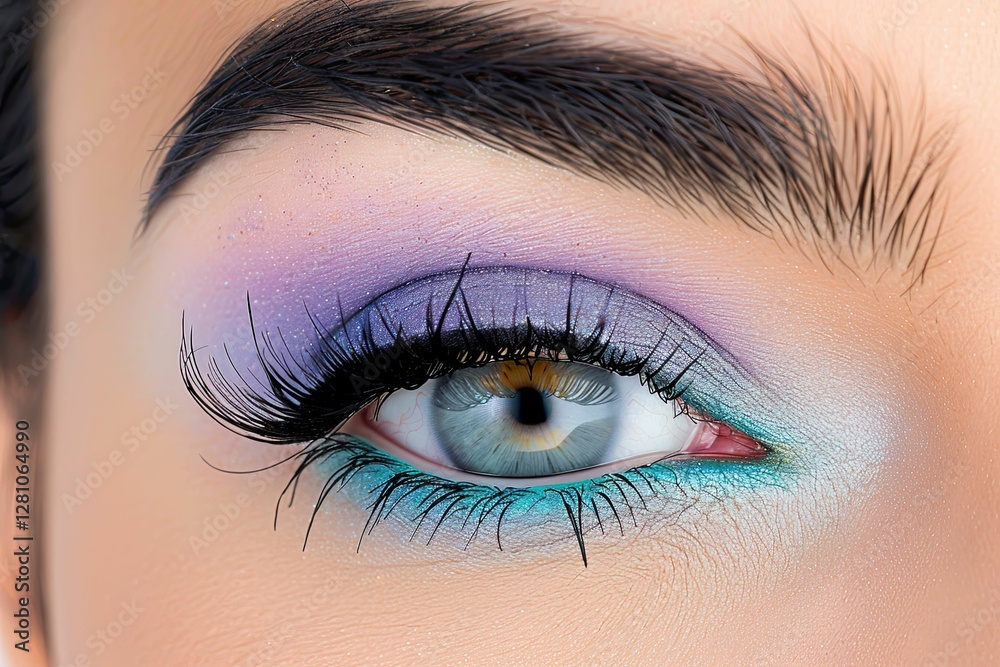 Obraz premium Elegant Makeup Featuring Soft Pink Mascara and Matching Eyeliner for a Fresh-Faced Look Perfect for Daytime Outings or Special Occasions