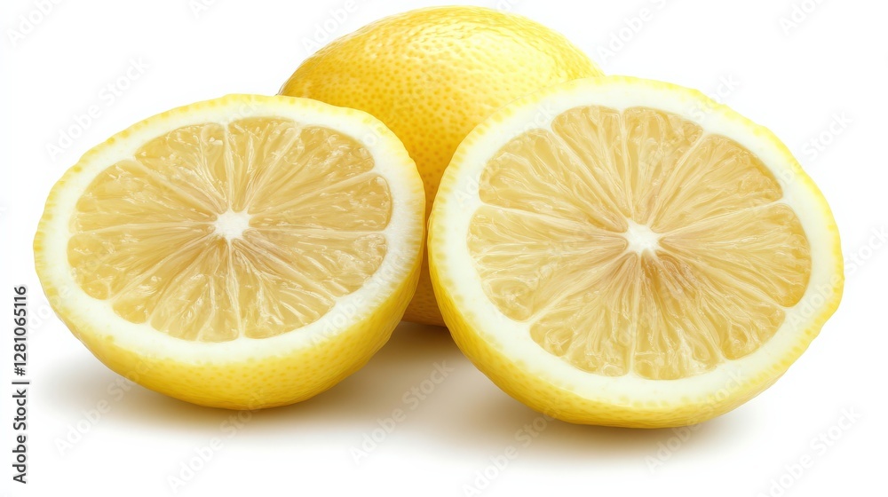 Fresh Lemon Slices and Zest Isolated on White Background for Design Fresh Lemon Slices and Zest Isolated on White Background for Design