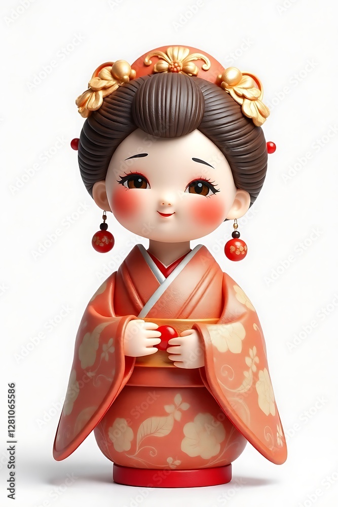 Traditional Japanese Geisha Doll with Parasol Traditional Japanese Geisha Doll with Parasol