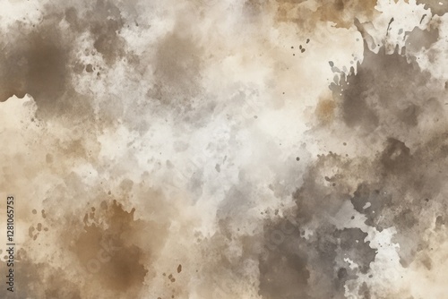 Abstract watercolor texture with brown and beige splatters.