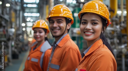 Diverse Safety Engineers In Helmet, Generative AI