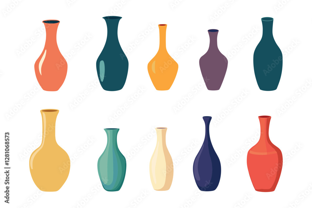 set of colorful vase isolated on a white background, Flat style vector illustration set of colorful vase isolated on a white background, Flat style vector illustration