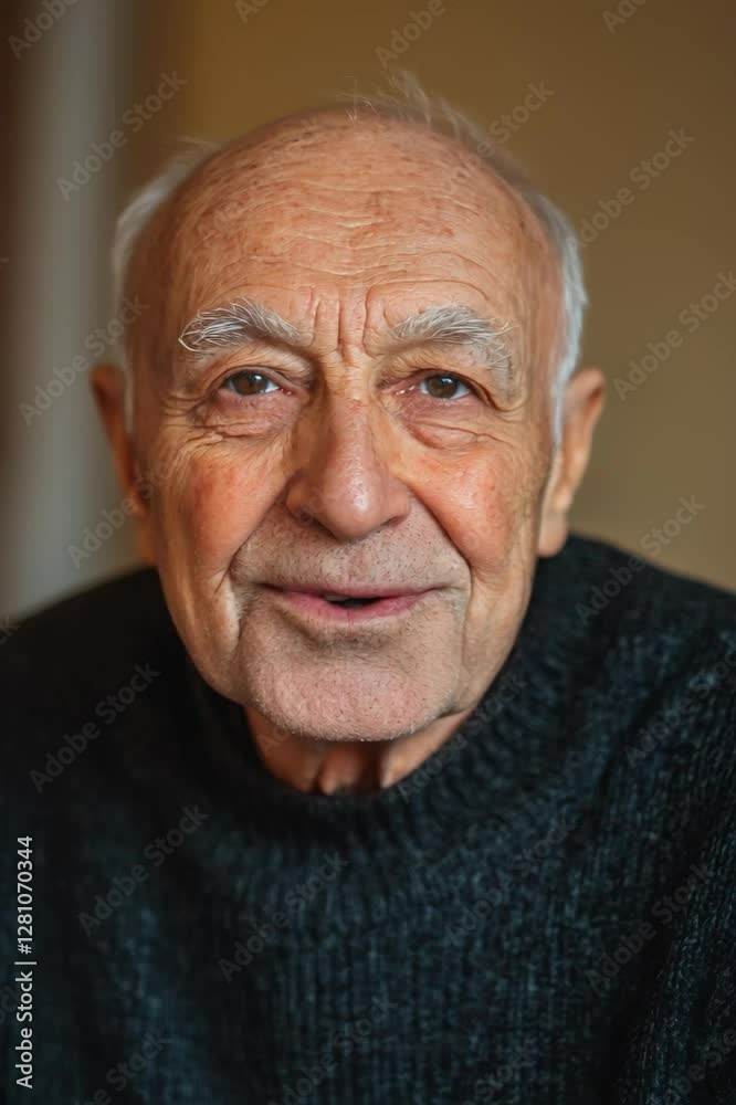 Elderly man smiling and posing for portraits Elderly man smiling and posing for portraits