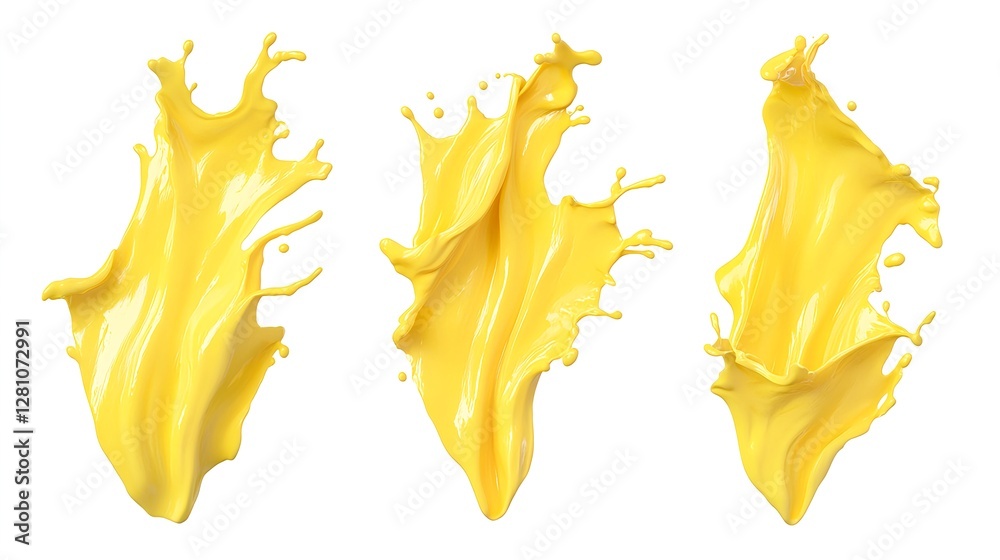 Fototapeta premium Photorealistic Yellow Oil Splash on White Background Close Up