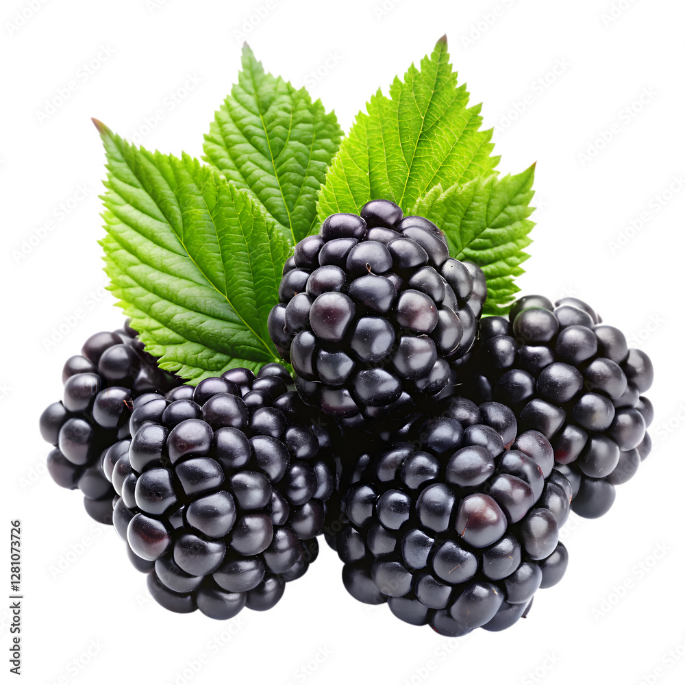 Fototapeta premium Blackberry fruit isolated on transparent background 