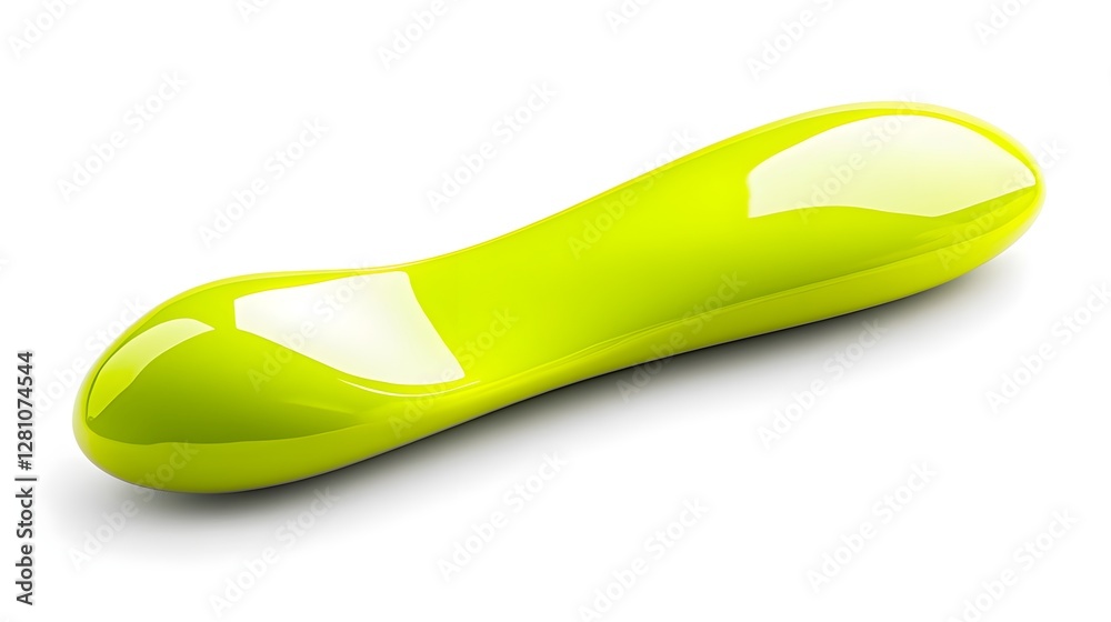 Elongated Yellow Spoon on White Background for Culinary Use Elongated Yellow Spoon on White Background for Culinary Use