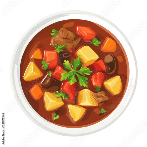 Flat vector gulasch, minimalist design, isolated on a white background.

