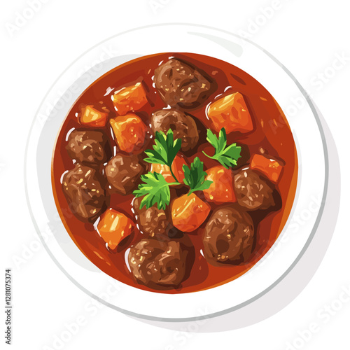 Flat vector gulasch, minimalist design, isolated on a white background.

