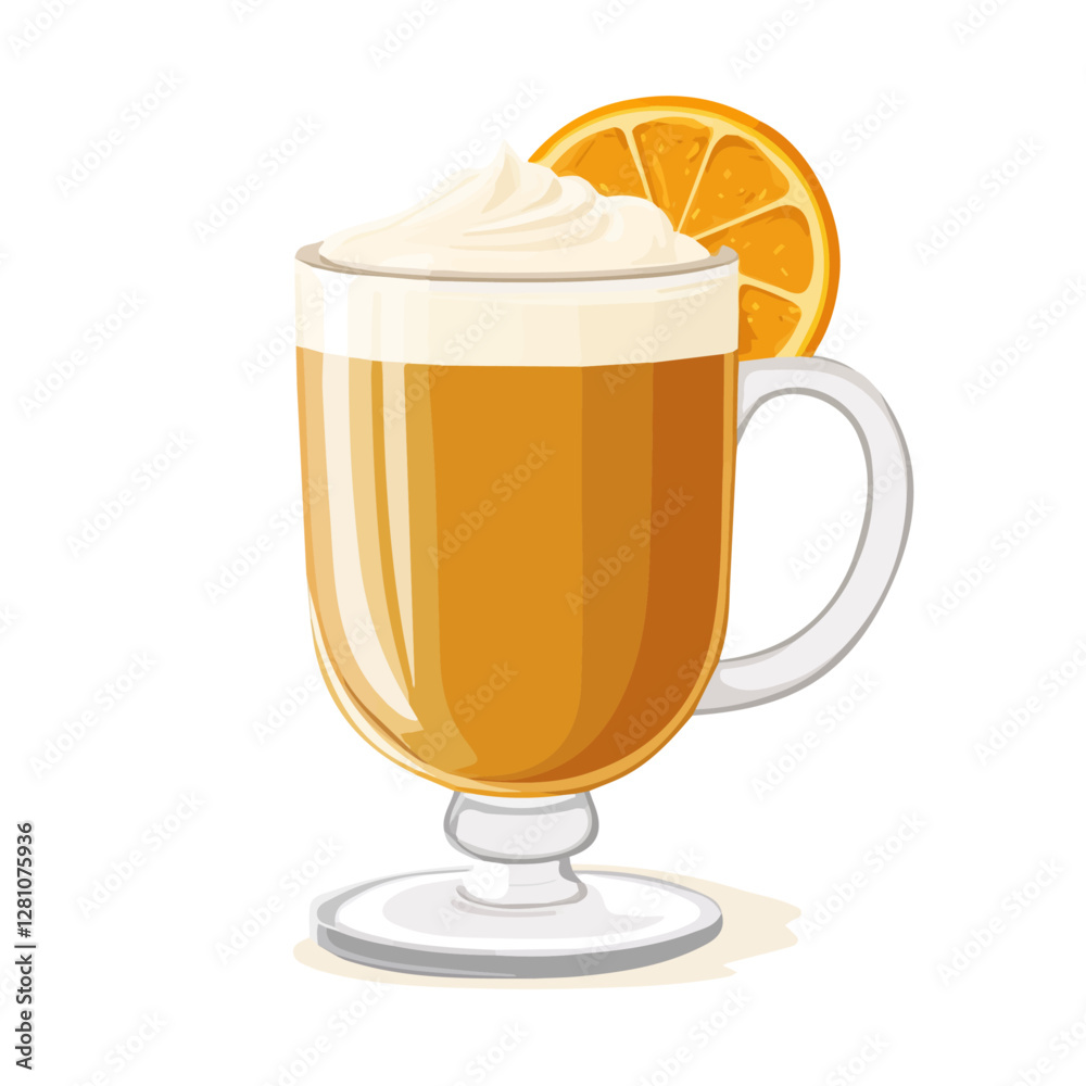 Flat vector hot buttered rum, minimalist design, isolated on a white background.
Flat vector hot buttered rum, minimalist design, isolated on a white background.