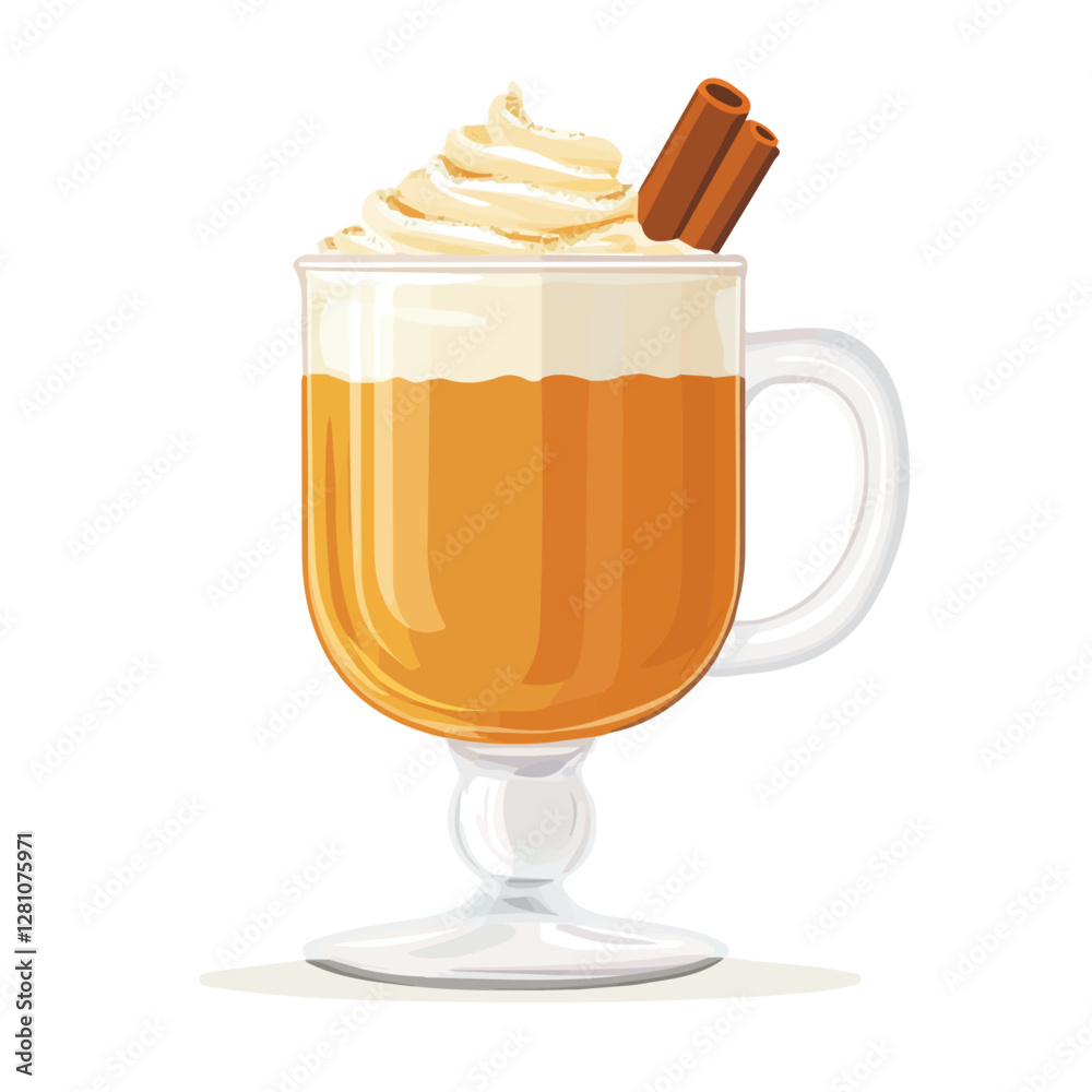 Flat vector hot buttered rum, minimalist design, isolated on a white background.
Flat vector hot buttered rum, minimalist design, isolated on a white background.