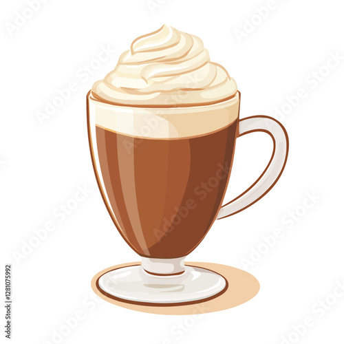 Flat vector hot chocolate, minimalist design, isolated on a white background.

