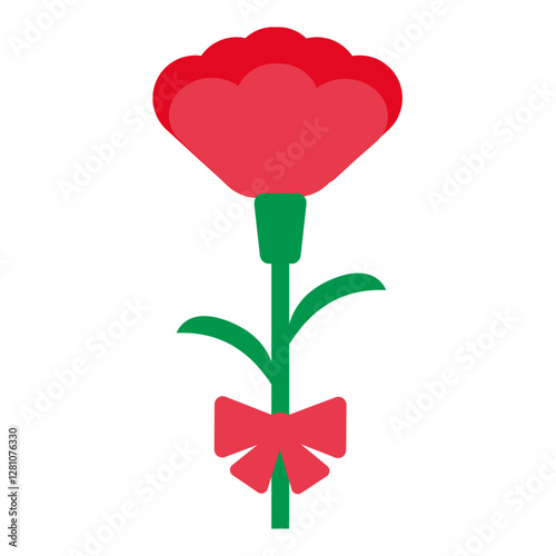 シンプルなカーネーションのベクターアイコンイラスト　母の日　red carnation icon