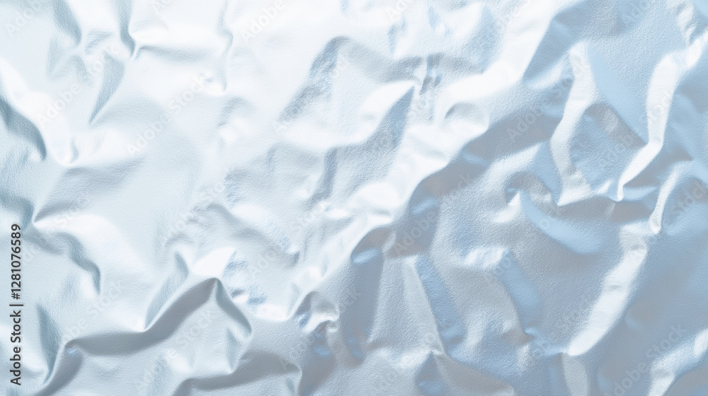 Obraz premium Crumpled silver foil texture with shiny surface and soft reflections
