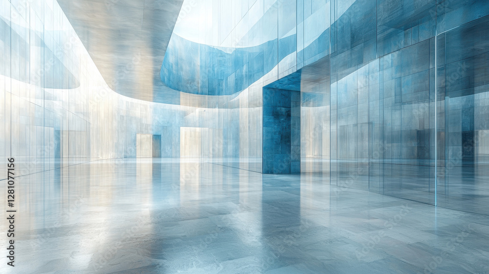 custom made wallpaper toronto digitalFuturistic architecture featuring overlapping transparent panels reflecting multiple dimensions in a highly detailed interior space