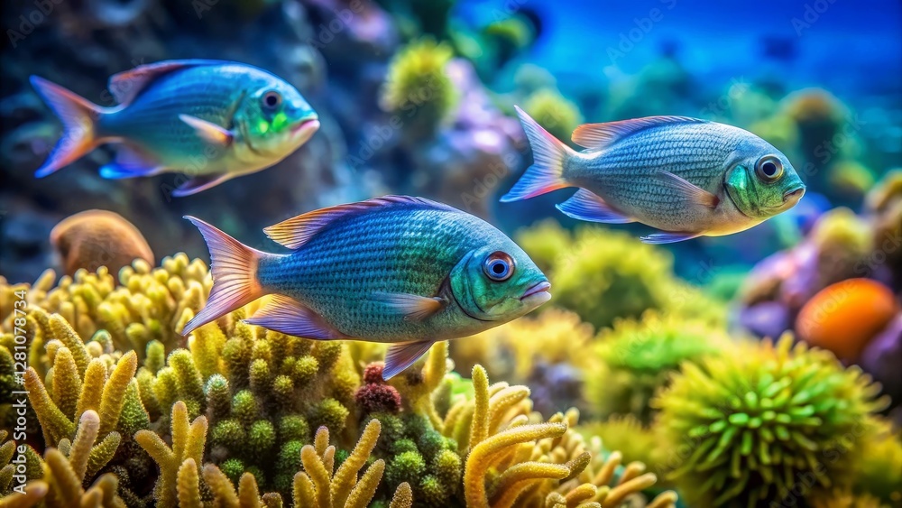 Fototapeta premium Vibrant Marine Life Thriving in a Colorful Coral Reef Ecosystem