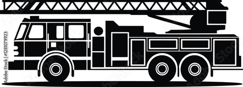Vector silhouette of a fire engine car on a white background 
