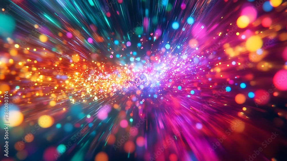 Abstract Colorful Light Burst Explosion Radiating Energy